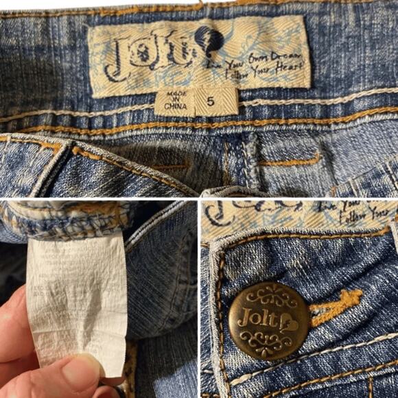 Jolt Women’s Flared Denim Blue Jeans Stretch Size 5 Light Wash Low Rise. - Picture 8 of 8